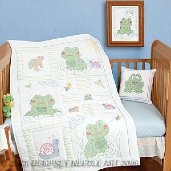 Frog Crib Quilt Top