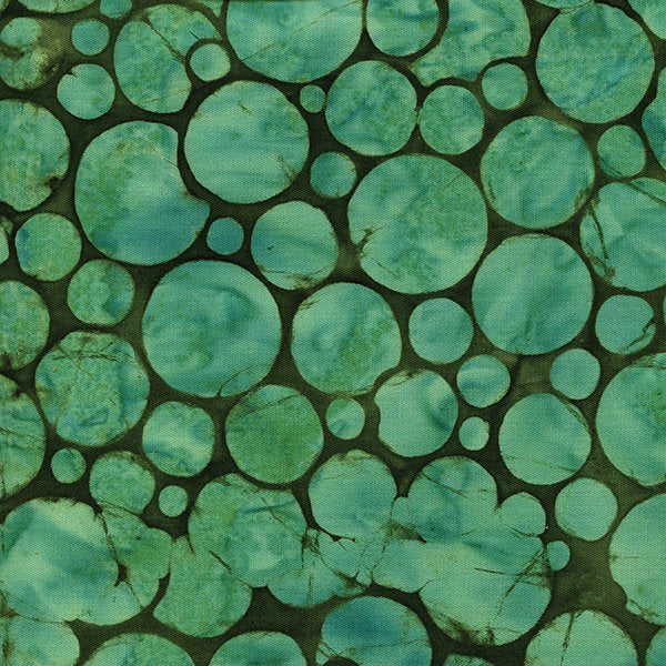 Island Batik 121402102 Blue and Green Circles, Down in the Boondocks 100% Cotton