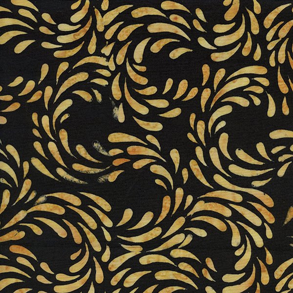 Island Batik 121514059 Tan - Copper, on Black, Swirling Flame Lottie 100% Cotton