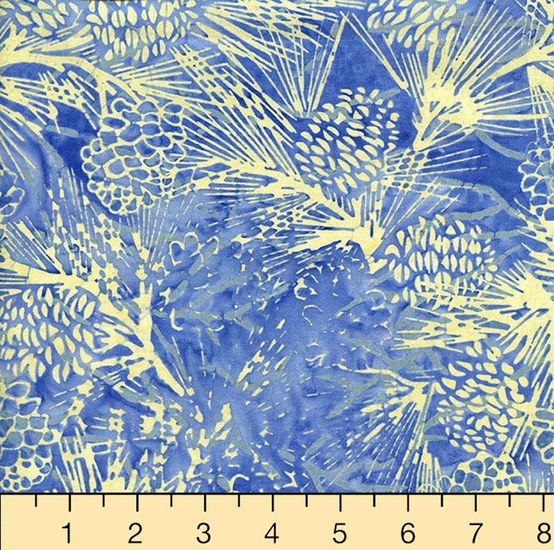 Island Batik 121723530 Blue Moon,  Pine-cone Bluebird 100% Cotton