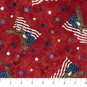 Northcott - Stonehenge - Stars and Stripes - Multi Red