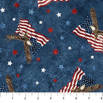 Northcott - Stars & Stripes - Multi Eagles - Navy