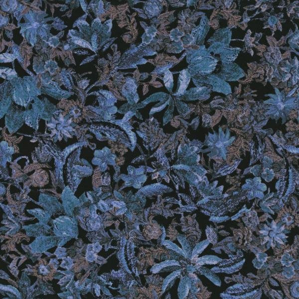 Delhi 2450-001 Flower, Blue, Black Multi Color Fabric