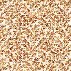 Kashmir 27402-A BROWN LEAVES, QT FABRICS