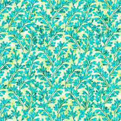 Kashmir 27402-Q LEAVES TURQUOISE, QT FABRICS