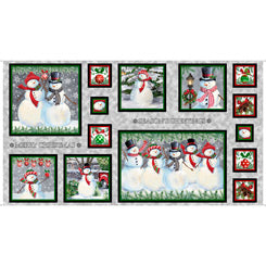 Winter Greetings SNOWMAN PICTURE PATCHES GRAY