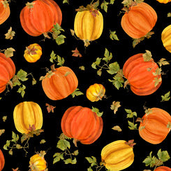 QT - Fall Splendor - Tossed Pumpkins Black