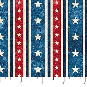 Stars and Stripes 39374-49 Navy,  Red and Blue Stripes w/ Stars, Stonehenge Stars and Stripes, Northcott