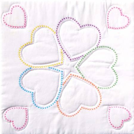 Five XX Hearts Quilt Block Set