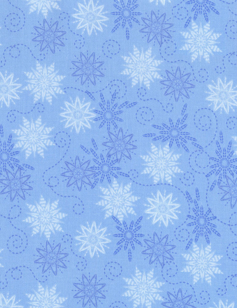 JN-C5772-Rain, Blue & White Small Snowflakes on Light Blue, Bohemian Blues, Timeless Treasures