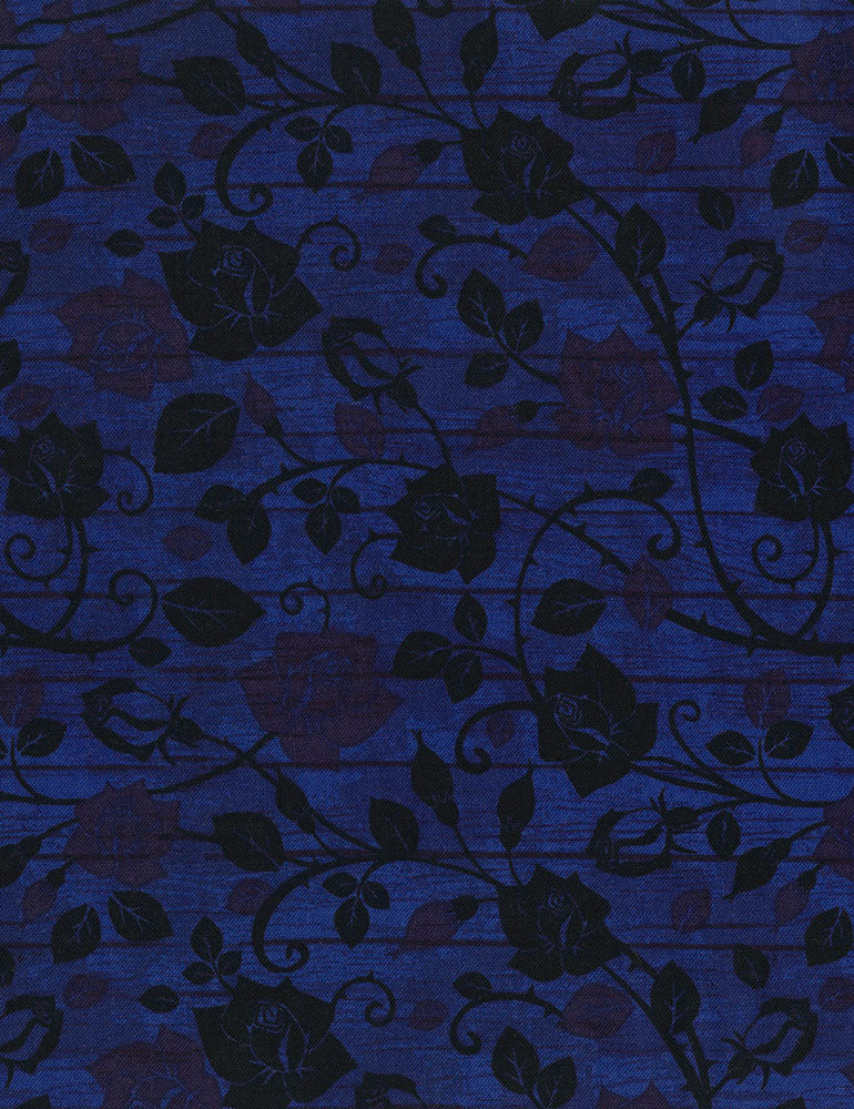 JN-C5774-Admiral, Blue Floral on Wood, Bohemian Blues, Timeless Treasures