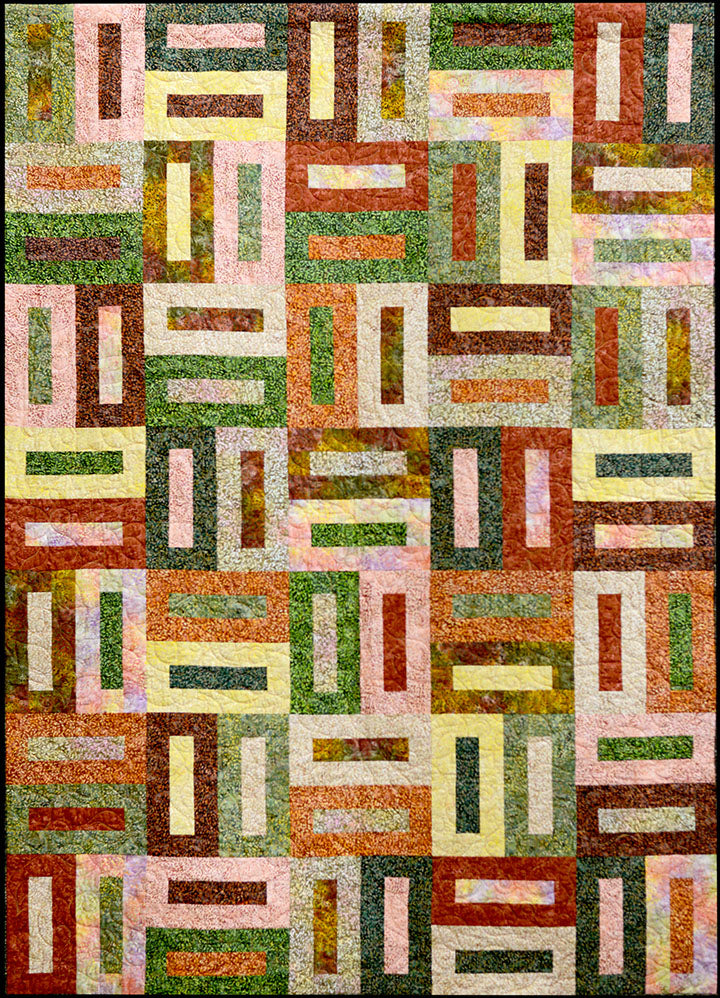 Batik Bricks PTNB0008 Quilt Pattern, Finished size 61" X 85"