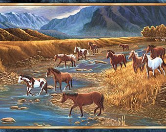 24794 X Sun-dance Mountain, Horse Panel, Quilting Treasures