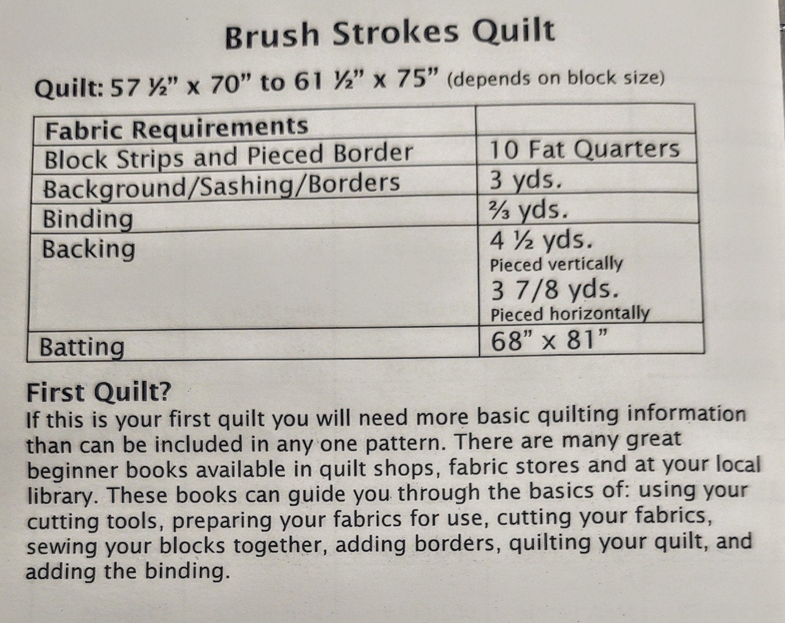 Brush Strokes Quilt Pattern