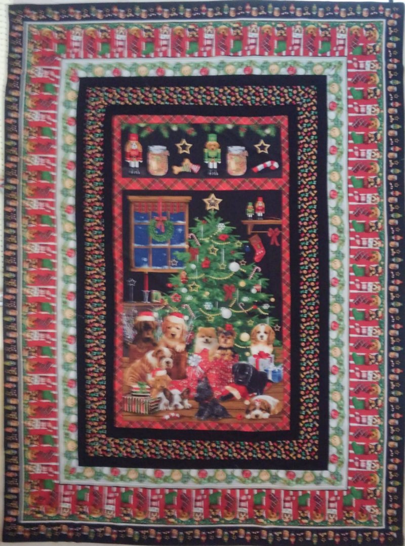 7190KIT-101 Fireside Pups, 57" X 74"  Quilt Kit, Henry Glass