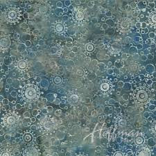 Bali Batik  P2030-503 Lagoon, Blue, Gray, Buttons, Bubbles, Hoffman Fabrics 100% Cotton