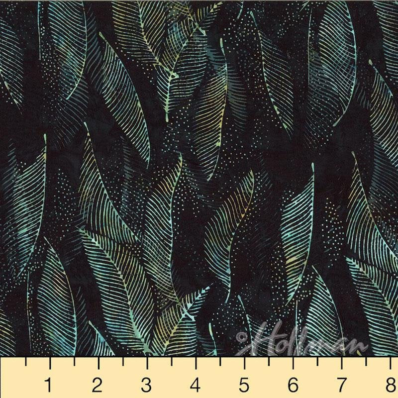 Bali Batik P2965-338 Skipper, Dotted Leaves, Hoffman Fabrics 100% Cotton